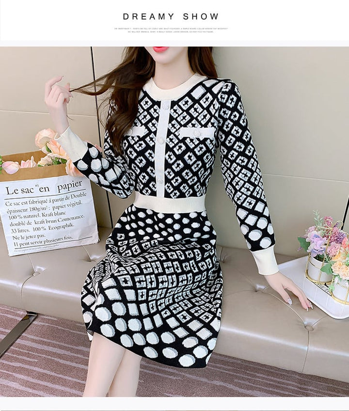 【dress】クルーネックニットワンピース　M18339