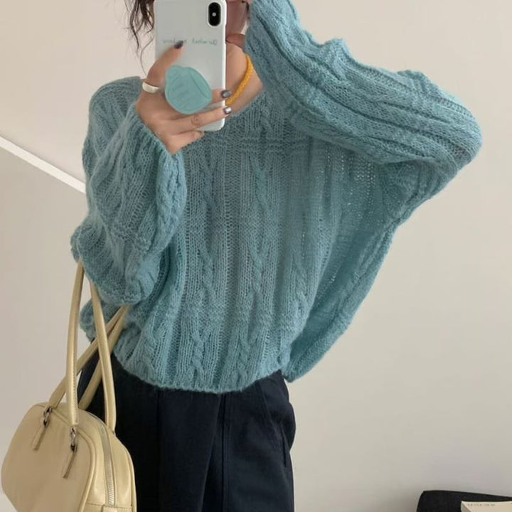【tops】6色展開ニットトップス Q8158