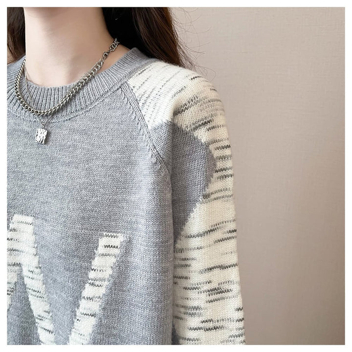 【tops】ジャカードニットセーター　M26572