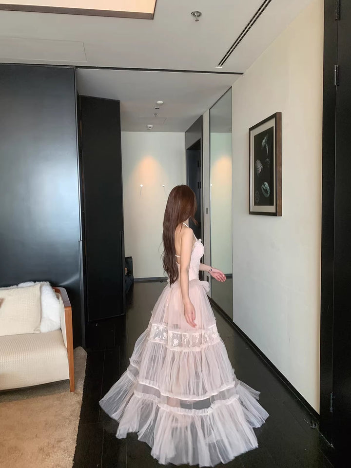 【dress】チュールレースロングワンピース Q7971