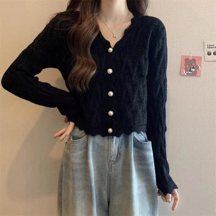 【outer】絶対流行Vネックカーディガン着心地良い　M17524