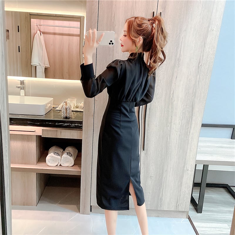 【dress】知的で品の良い♡エレガント切り替えワンピース　M17019