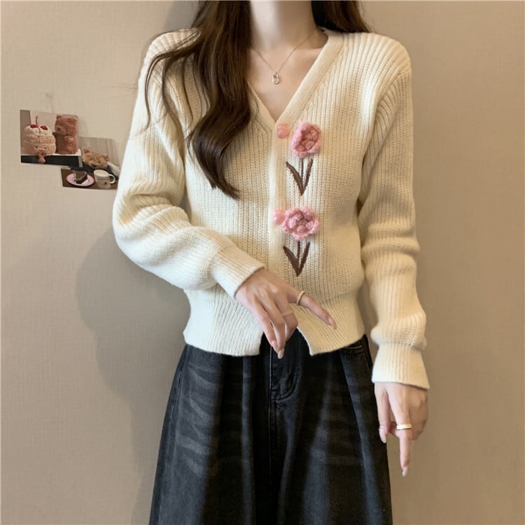 【outer】Vネックニットカーデ　M18128