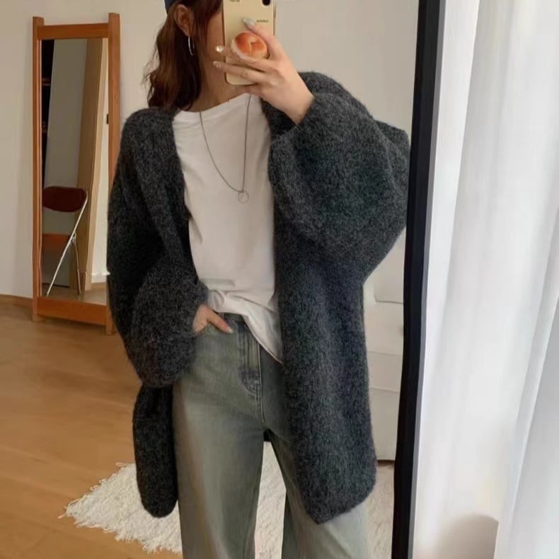 【outer】裹起毛ニットカーデ　M26538