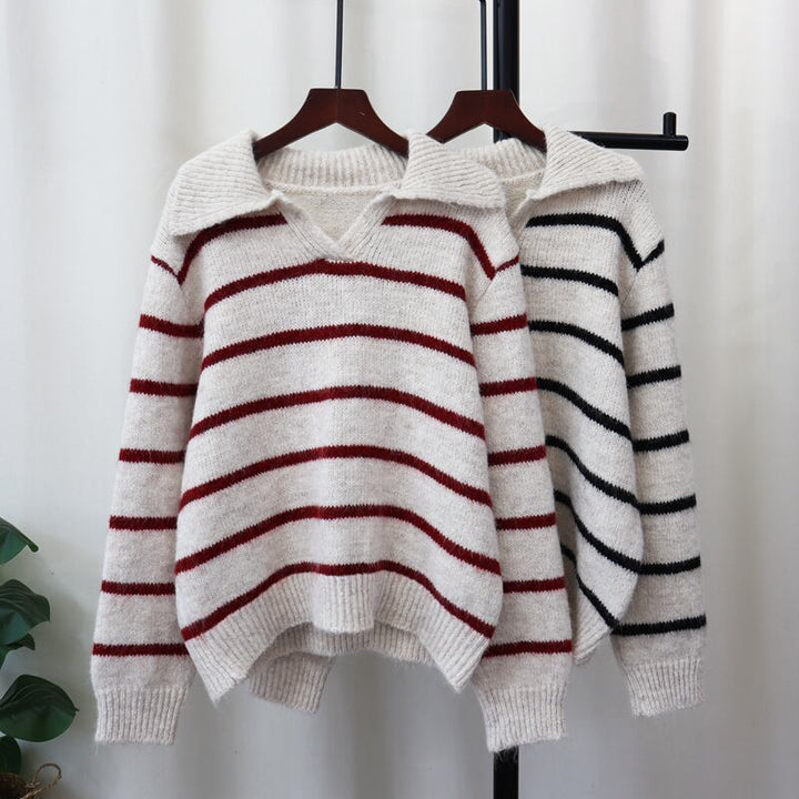 【tops】ボーダー柄ニットセーター　M27522