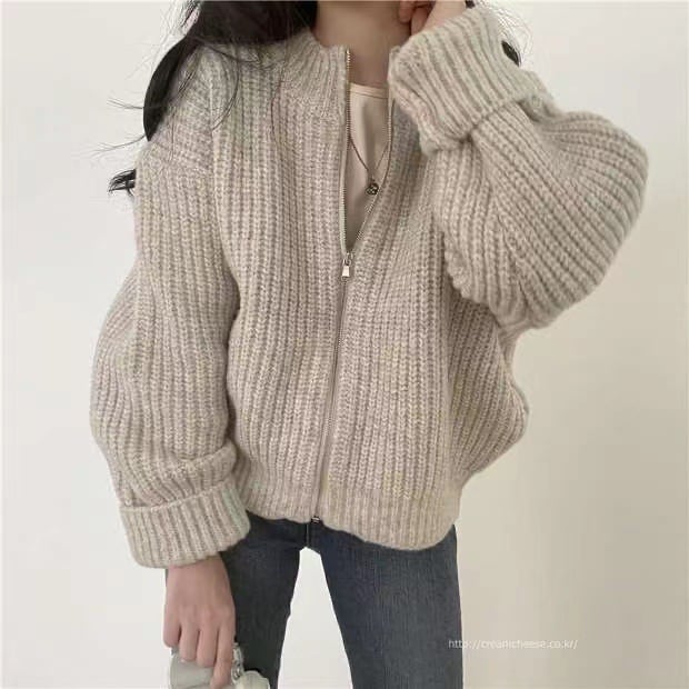【outer】クルーネックニットカーデ　M18391