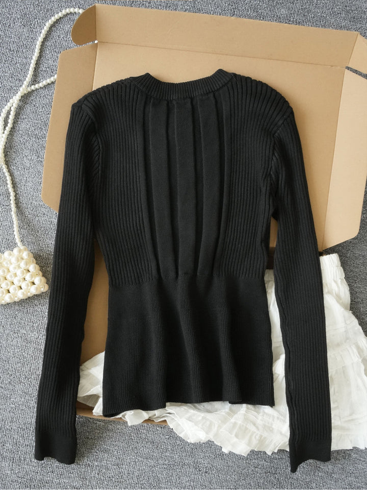 【tops】リボン付きニットトップス Q9064