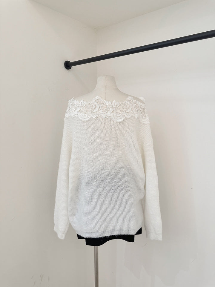【tops】レースドッキングニットトップス Q9258