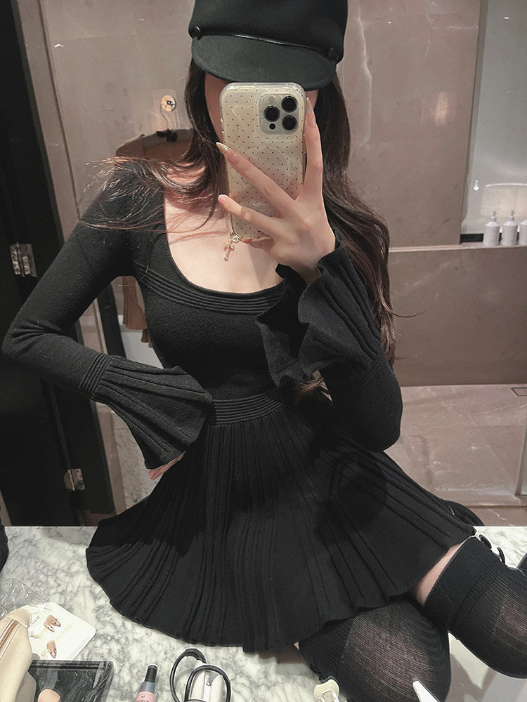 【dress】Aラインニットワンピース Q9323