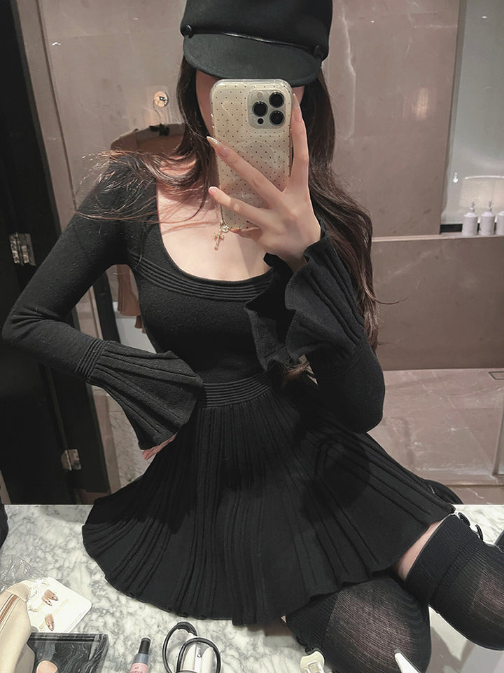 【dress】Aラインニットワンピース Q9323