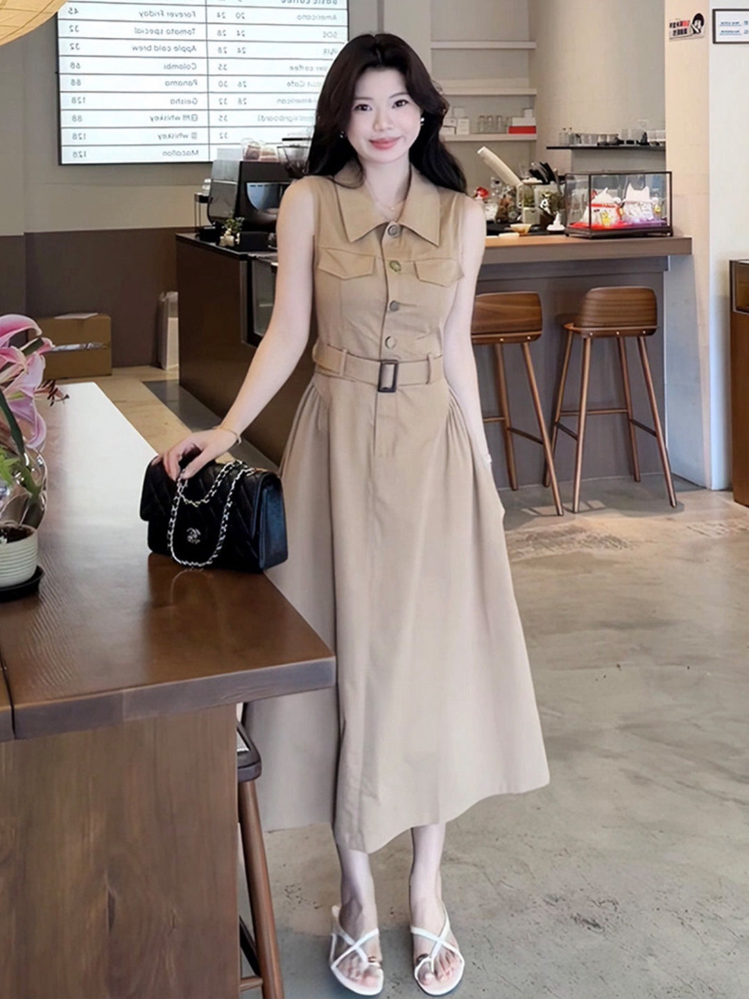 【dress】ノースリーブAラインワンピース Q8655