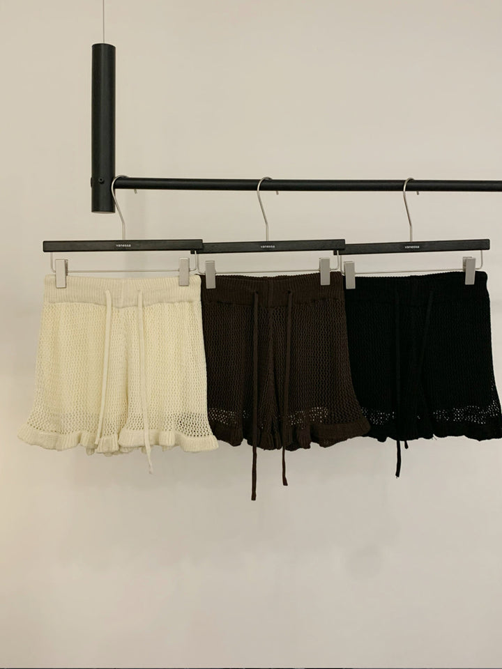 【bottoms】3色展開ニットショートパンツ Q9046
