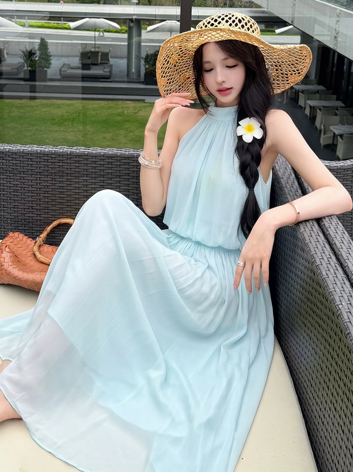 【set】ノースリーブトップス×ロングスカートセット Q8616