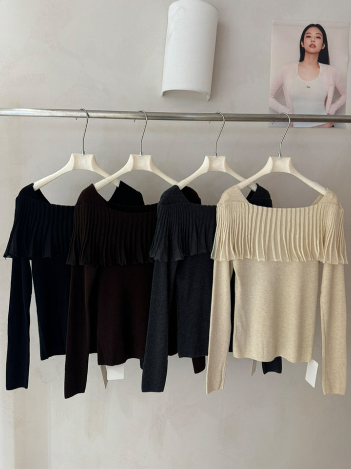 【tops】フレアカラーニットトップス Q9136