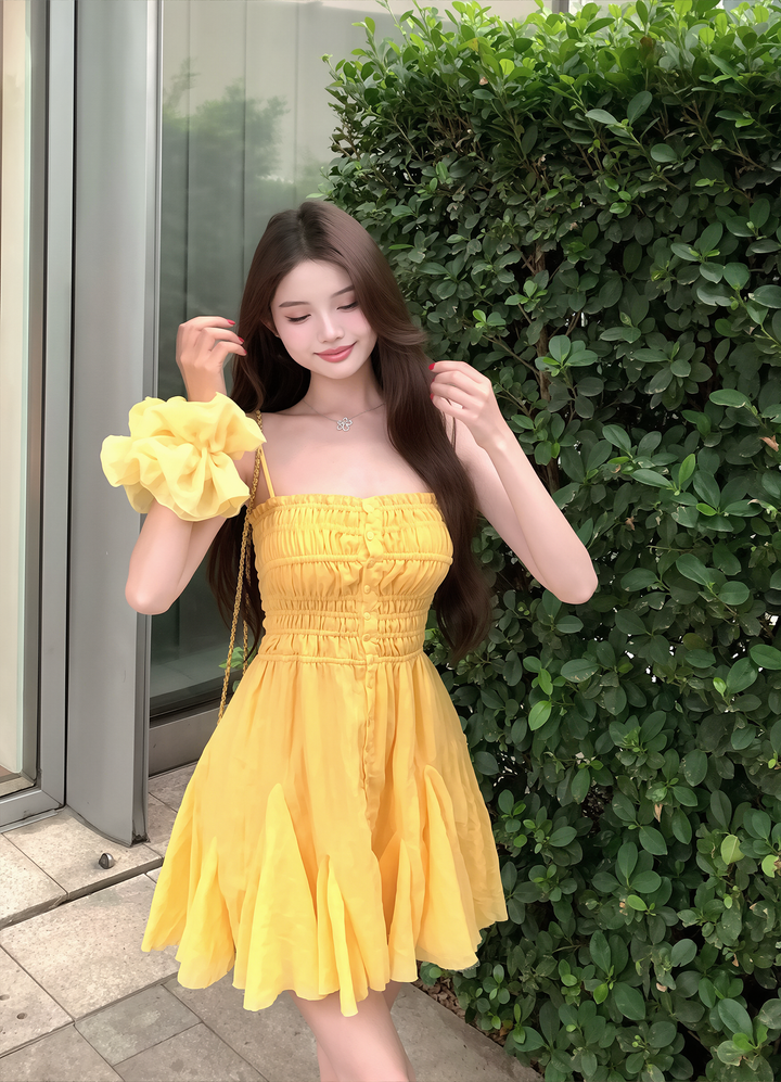 【dress】ギャザーフリルキャミワンピース Q8602