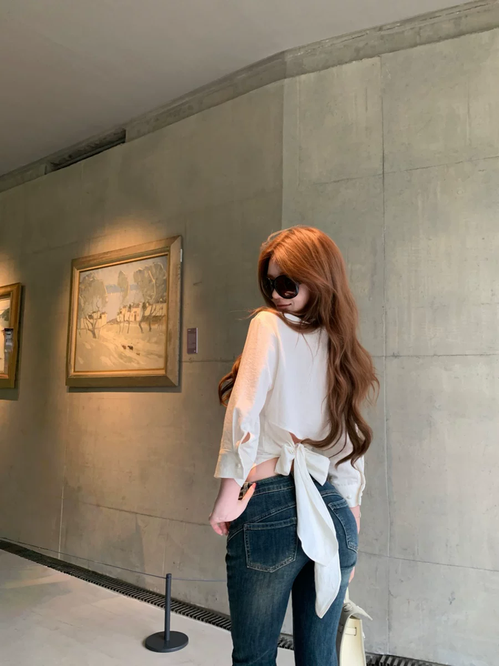 【tops】バックリボンシャツ Q8558