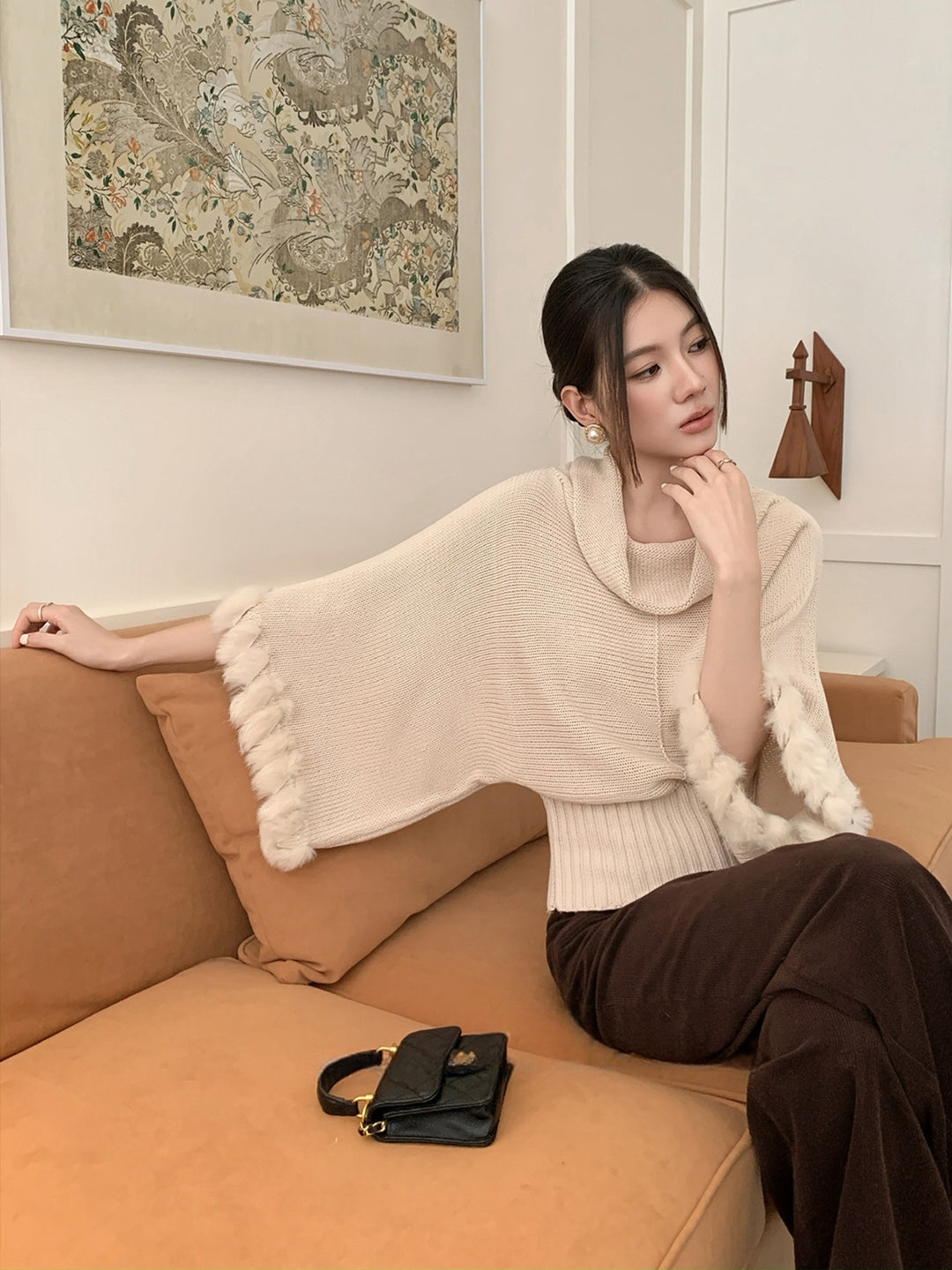 【tops】ファードッキングニットトップス Q9236