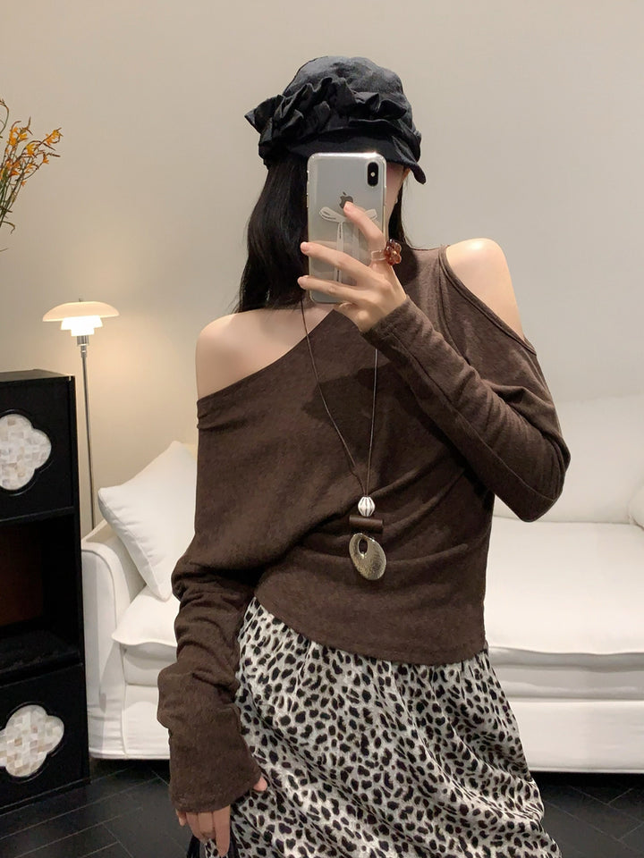 【tops】ネックレス付きワンショルダートップス Q9016