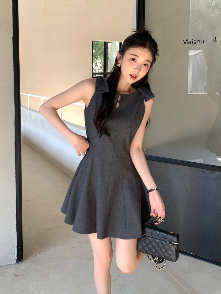 【dress】リボン付きミニベストワンピース Q8667
