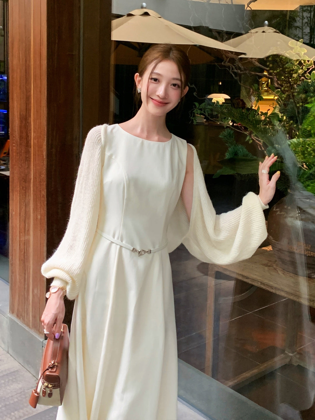 【dress】ベルト付きノースリーブロングワンピース Q8981