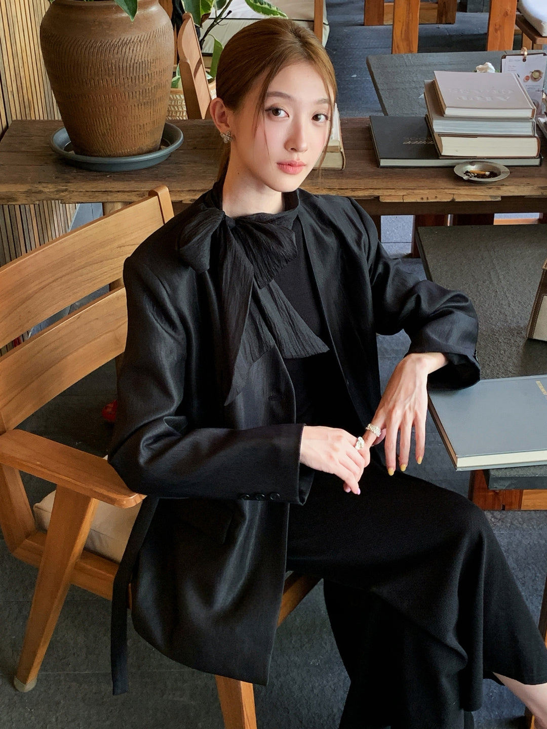 【outer】腰紐付きスーツ Q8995