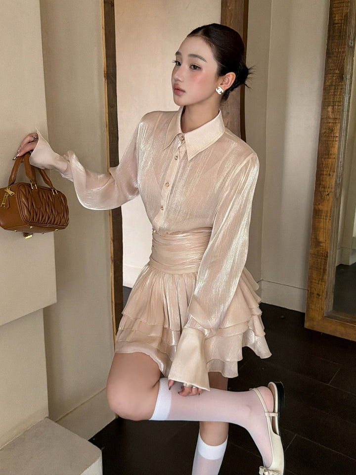 【dress】Aラインティアードワンピース Q9113