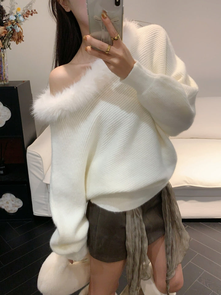 【tops】ファードッキングニットトップス Q9287