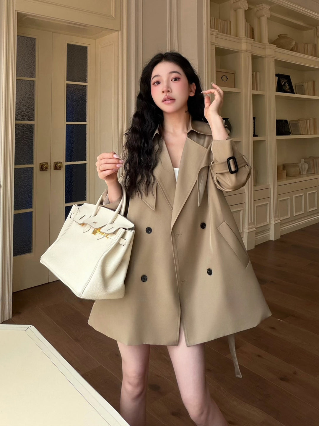 【outer】ベルト付きコート Q9069