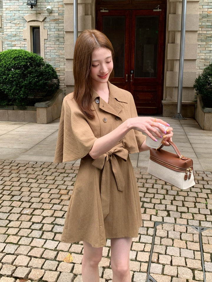 【dress】半袖ケープワンピース Q8963