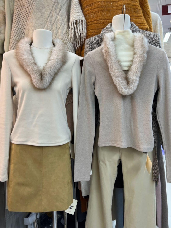 【tops】ファードッキングニットトップス Q9270
