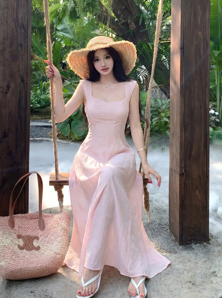 【dress】スクエアネックロングワンピース Q8646