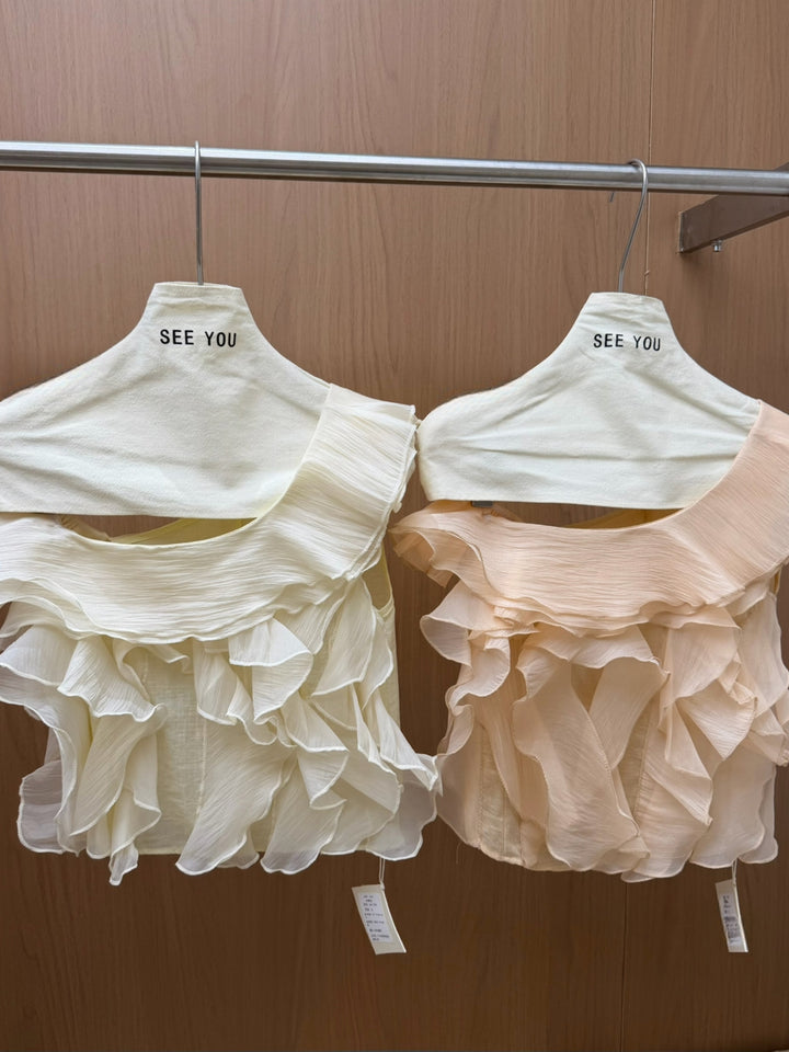 【tops】ワンショルダーギャザーフリルトップス Q8659