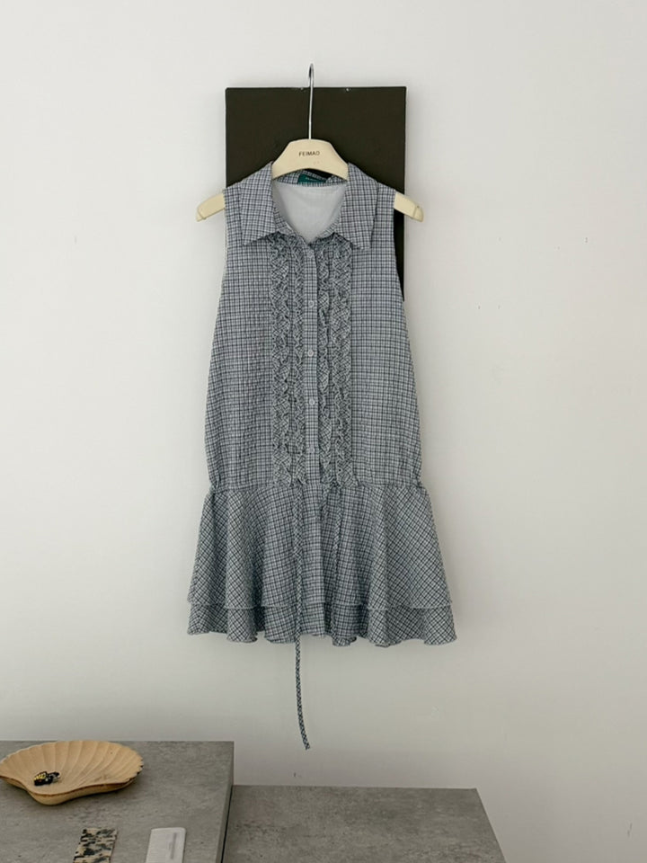 【dress】ギャザーフリルノースリーブワンピース Q8821