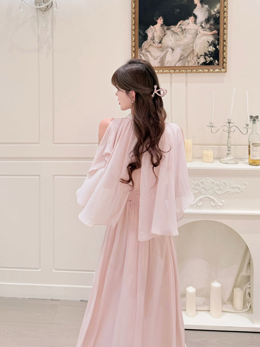 【dress】パール付きロングワンピース Q8684
