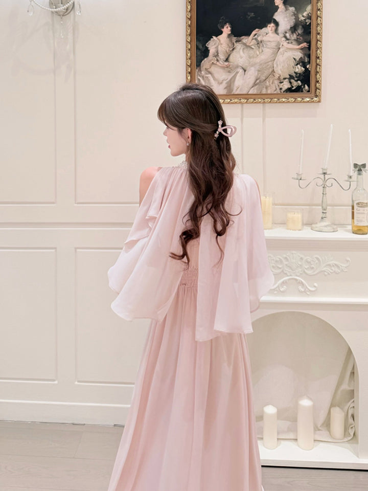 【dress】パール付きロングワンピース Q8684