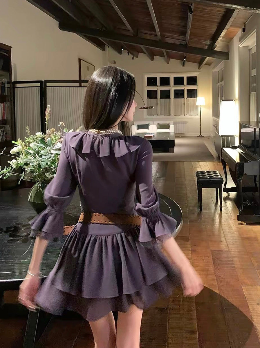 【dress】ギャザーフリルミニワンピース Q9008