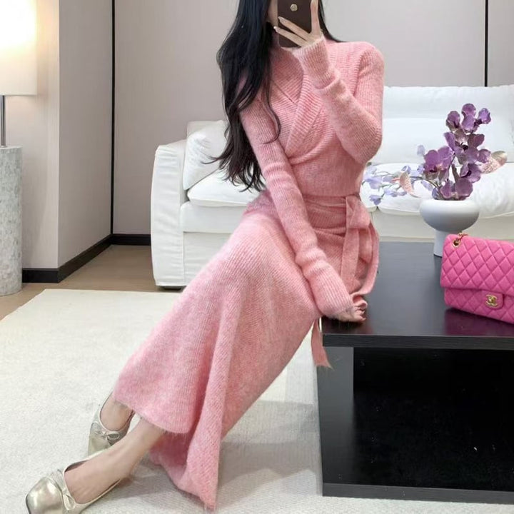 【set】カシュクールトップス×ロングスカートセット Q7043