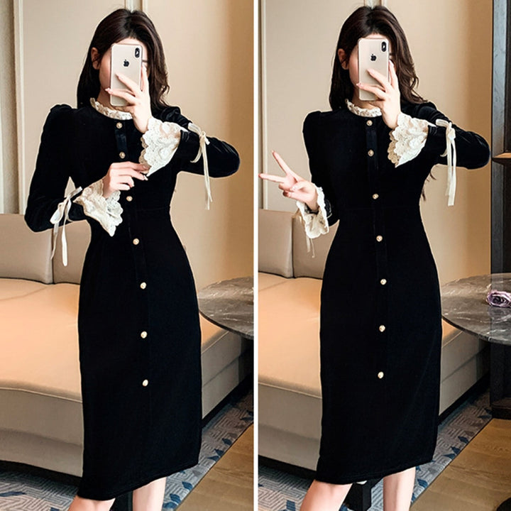 【dress】レース切り替えデートワンピース　N2394
