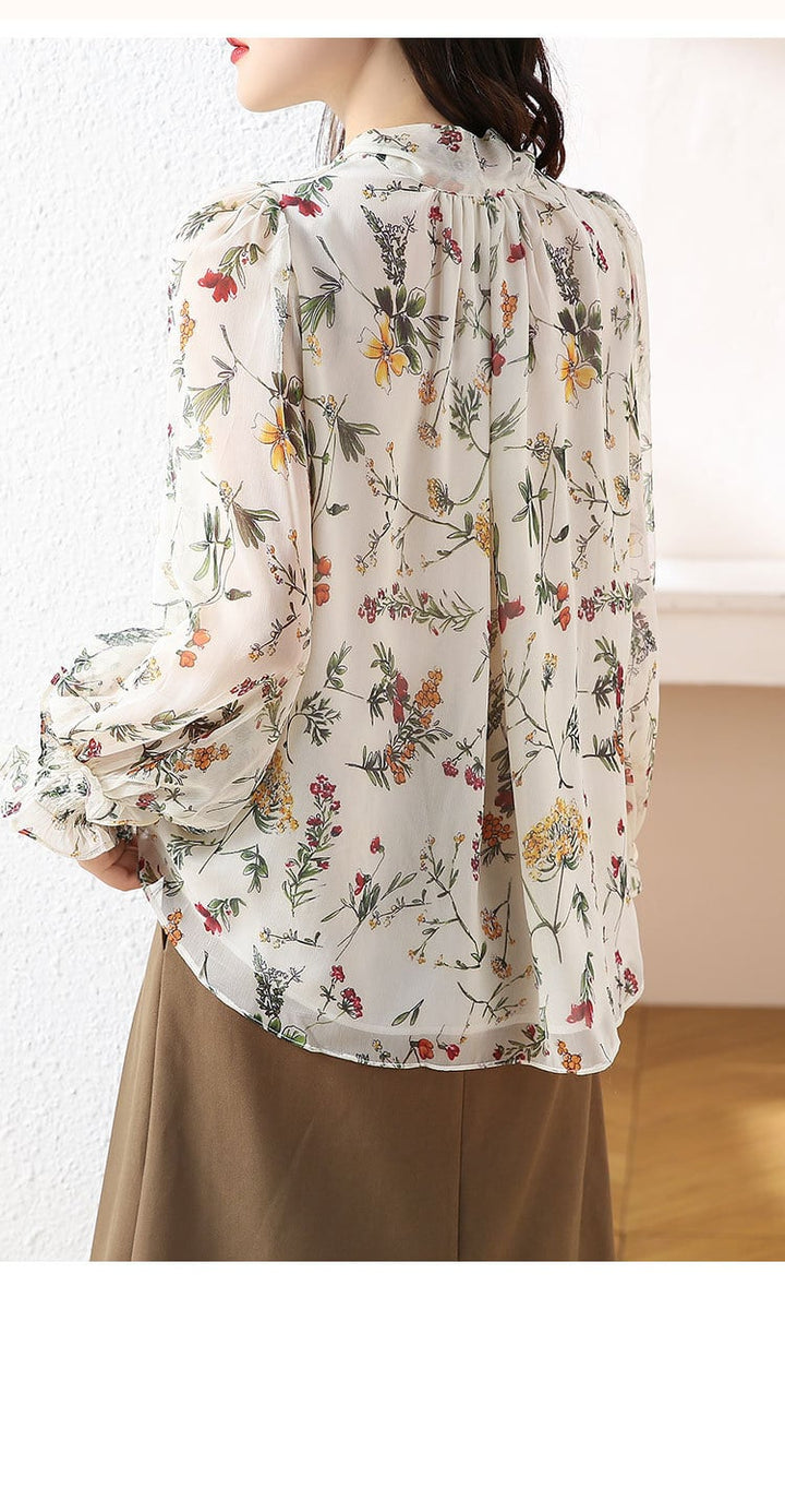 【tops】美感いっぱい✿ ✿エレガントプリントシャツトップス　M16867