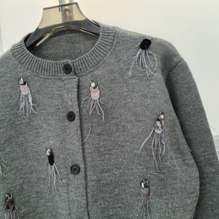 【outer】スパンコールニットカーデ　M26197