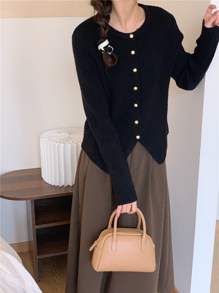 【outer】クルーネックニットカーデ　M18884