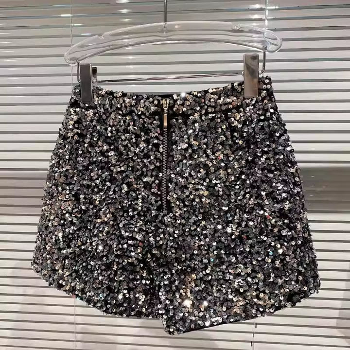 【bottoms】スパンコール付きショートパンツ Q7748