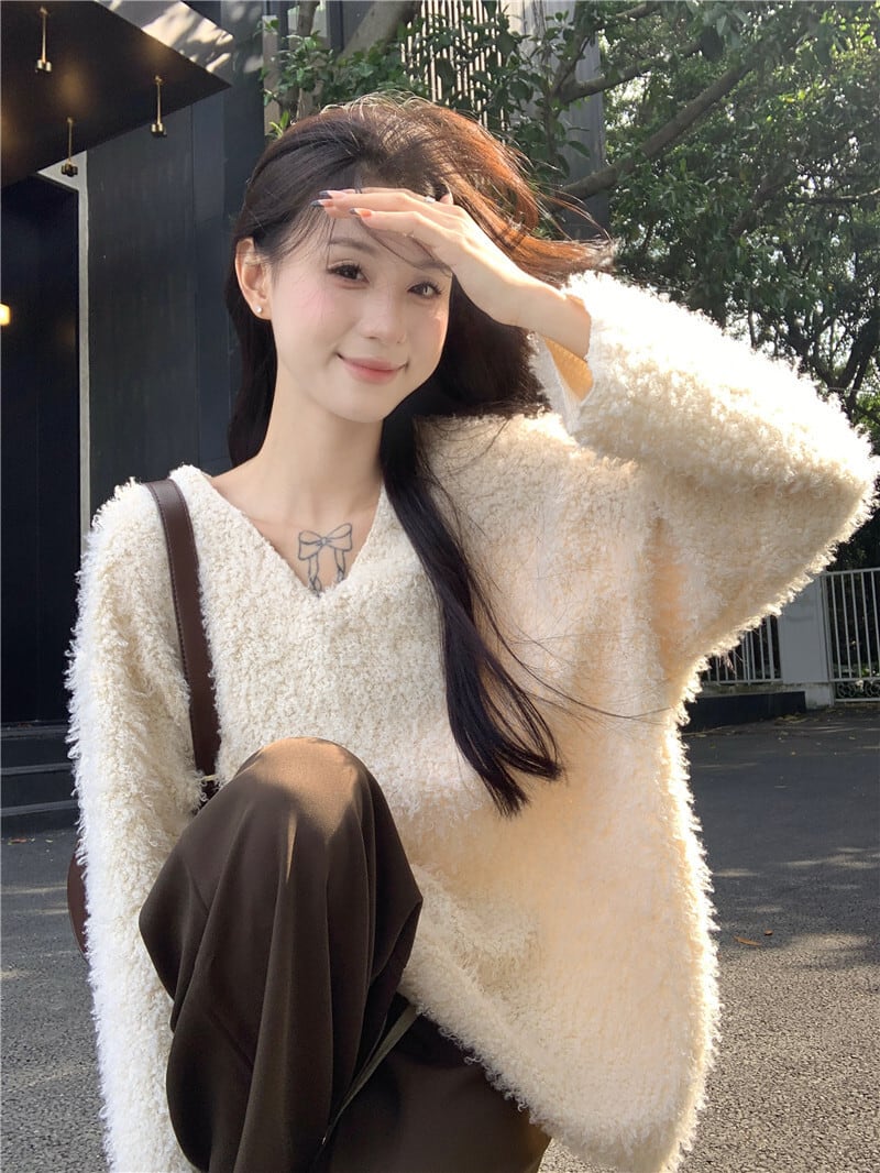 【tops】Vネックシャギープルオーバー　M26983