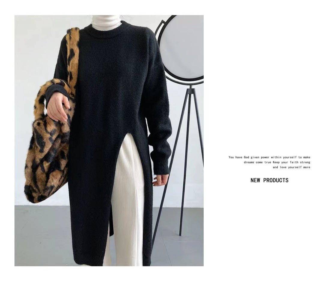 【dress】スリット無地ニットワンピース　M18038