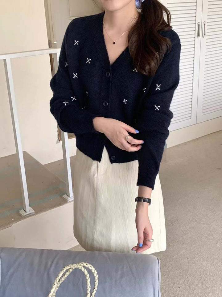 【outer】Vネックニットカーデ　M25925