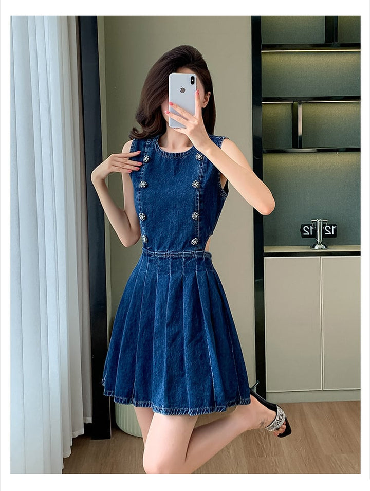【dress】ノースリーブデニムワンピース　M24567