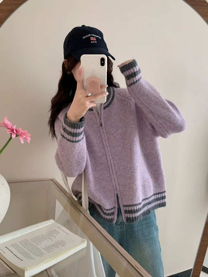 【outer】ファスナーニットカーデ　M28558