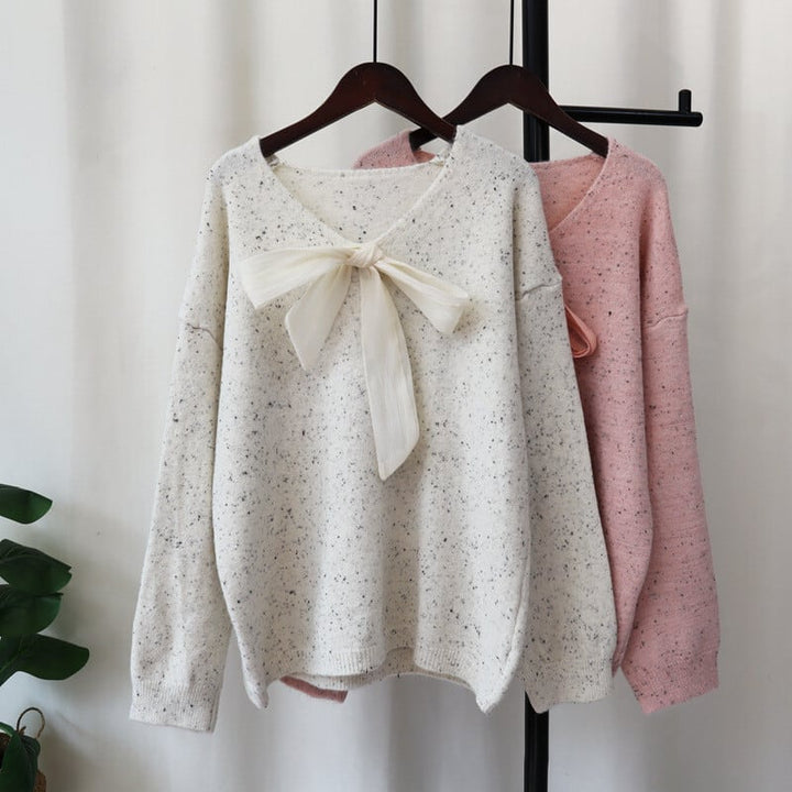 【tops】リボン付きニットセーター　M27031