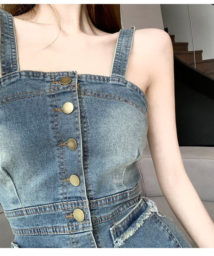 【dress】デニムサロペットワンピース　M24636