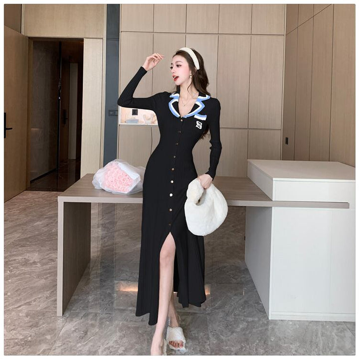 【dress】ボタンデザインニットワンピース　M18535
